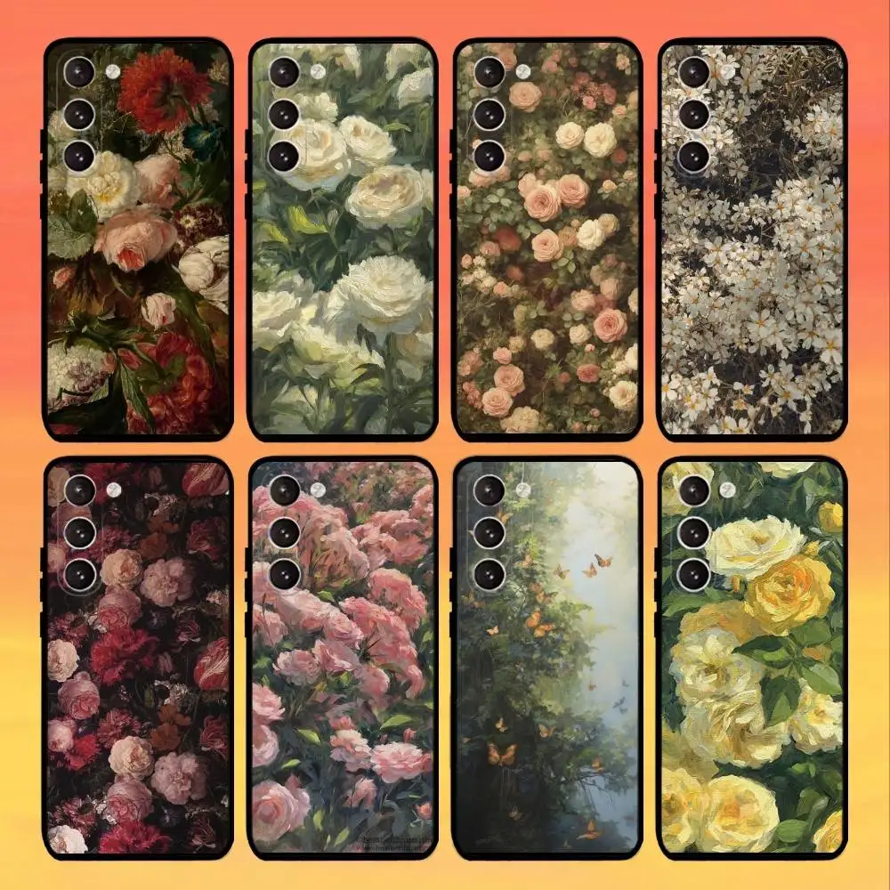 

Oil Painting Of Flowers Phone Case For Samsung Galaxy A73,A72,A71,A70,A53,A52,A51,Others Soft Black Cover