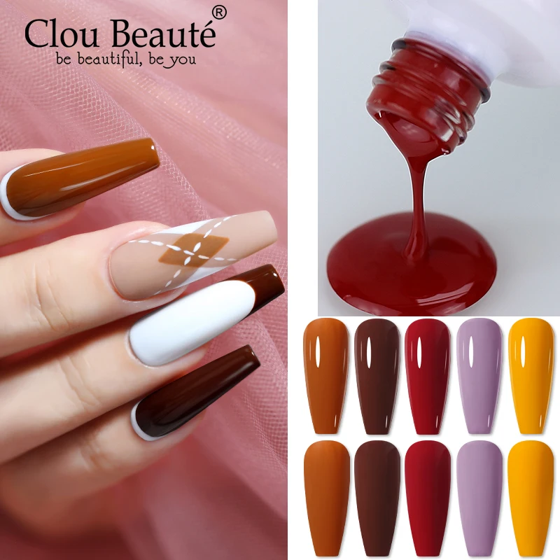 Clou Beaute 15ml ฤดูใบไม้ร่วง NUDE สีเล็บเจลเล็บ Vernis กึ่งถาวรเล็บฐานเจล UV Ongle manicura