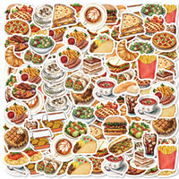 46pcs Burger, Pizza, Coffee American Food Theme Stickers Decorated Notebook Water Bottle Diary Classic Toy Scrapbook DIY Decal