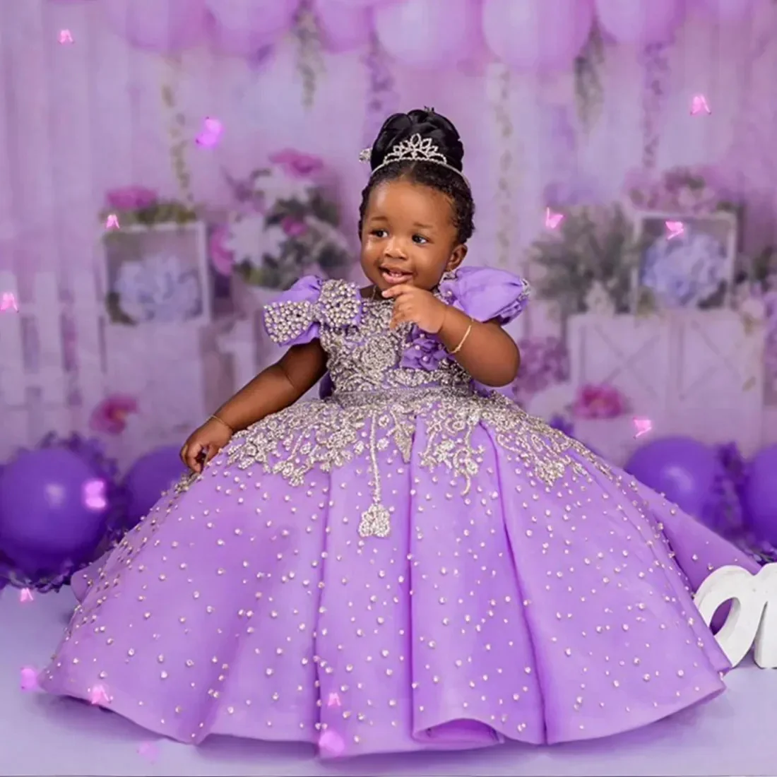 Customized Champagne Flower Girl Dresses For Wedding Luxury Crystal Quality Little Princess Evening Banquet Birthday Party Gown image 4