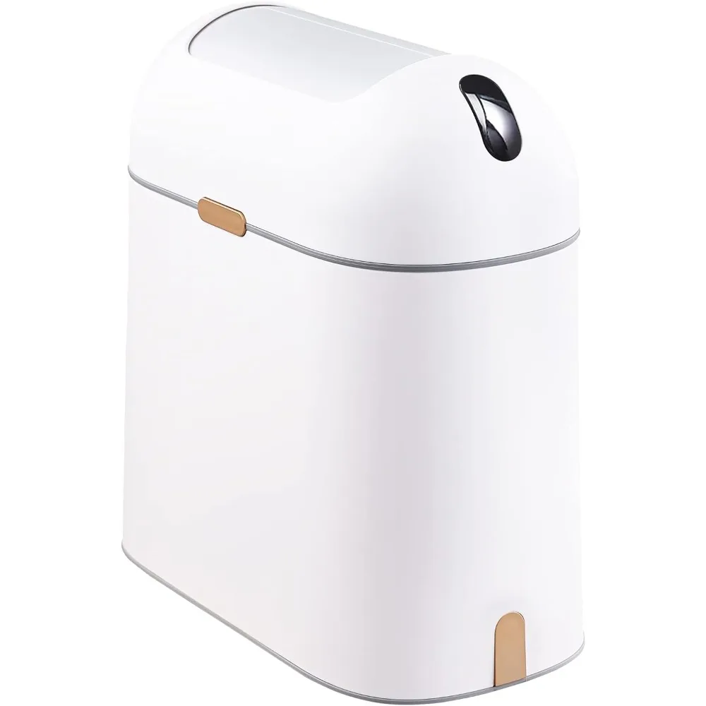 

ELPHECO Motion Sensor Bathroom Trash Can, 2.5 Gallon Waterproof Trash Bin with Butterfly lid, Bathroom Waste Basket Garbage Bin