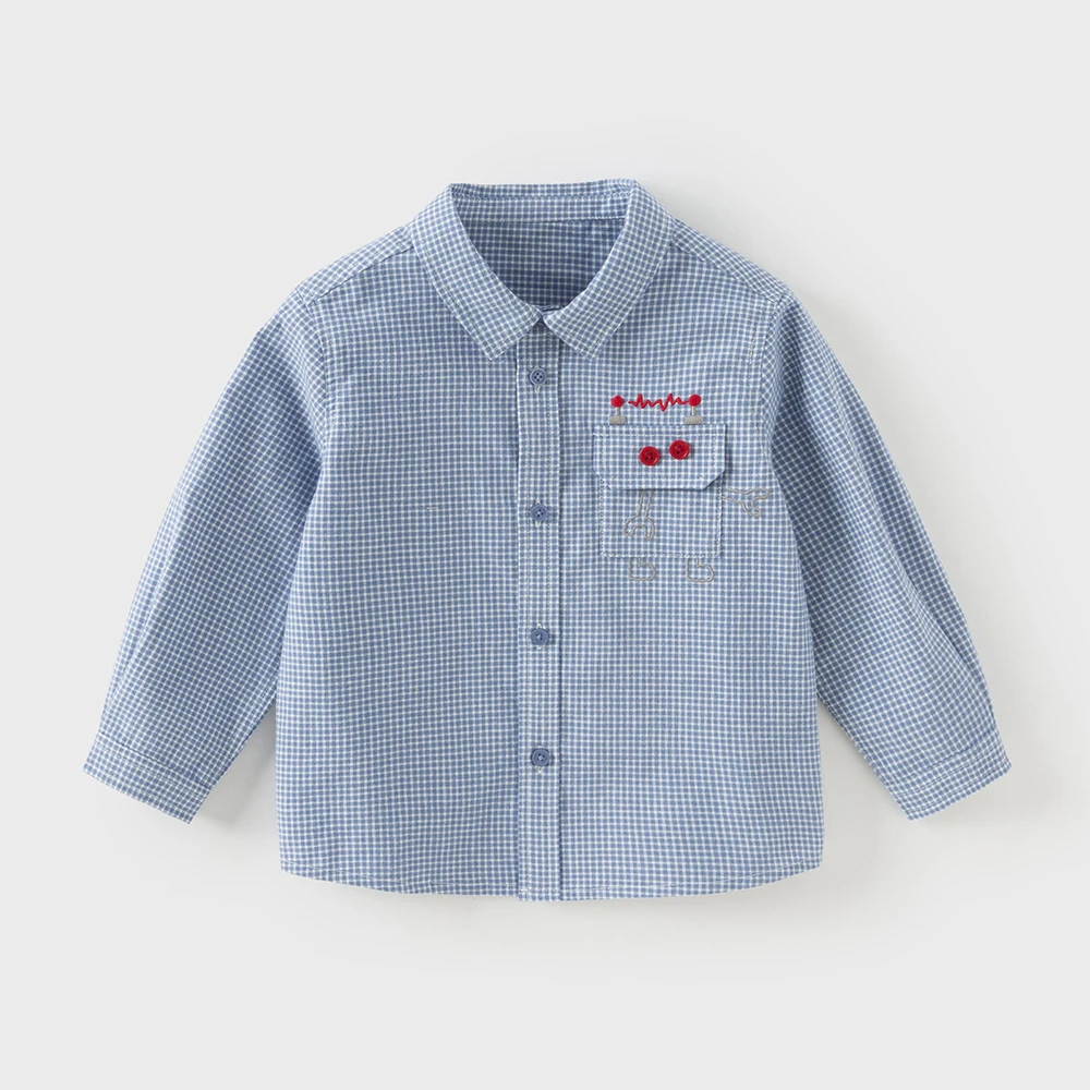 Dave Bella Children's Plaid Autumn Spring Shirt Boys Casual Outdoor Long Sleeve Blouse Tops Formal Party Clothes DB3253444