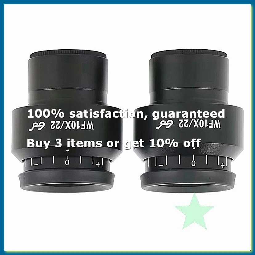 2PCS WF10X/22 Microscope Wide Angle Eyepiece Ocular Eyepoint Lens Adjustable Field 30mm Widefield Microscope Eyepiece