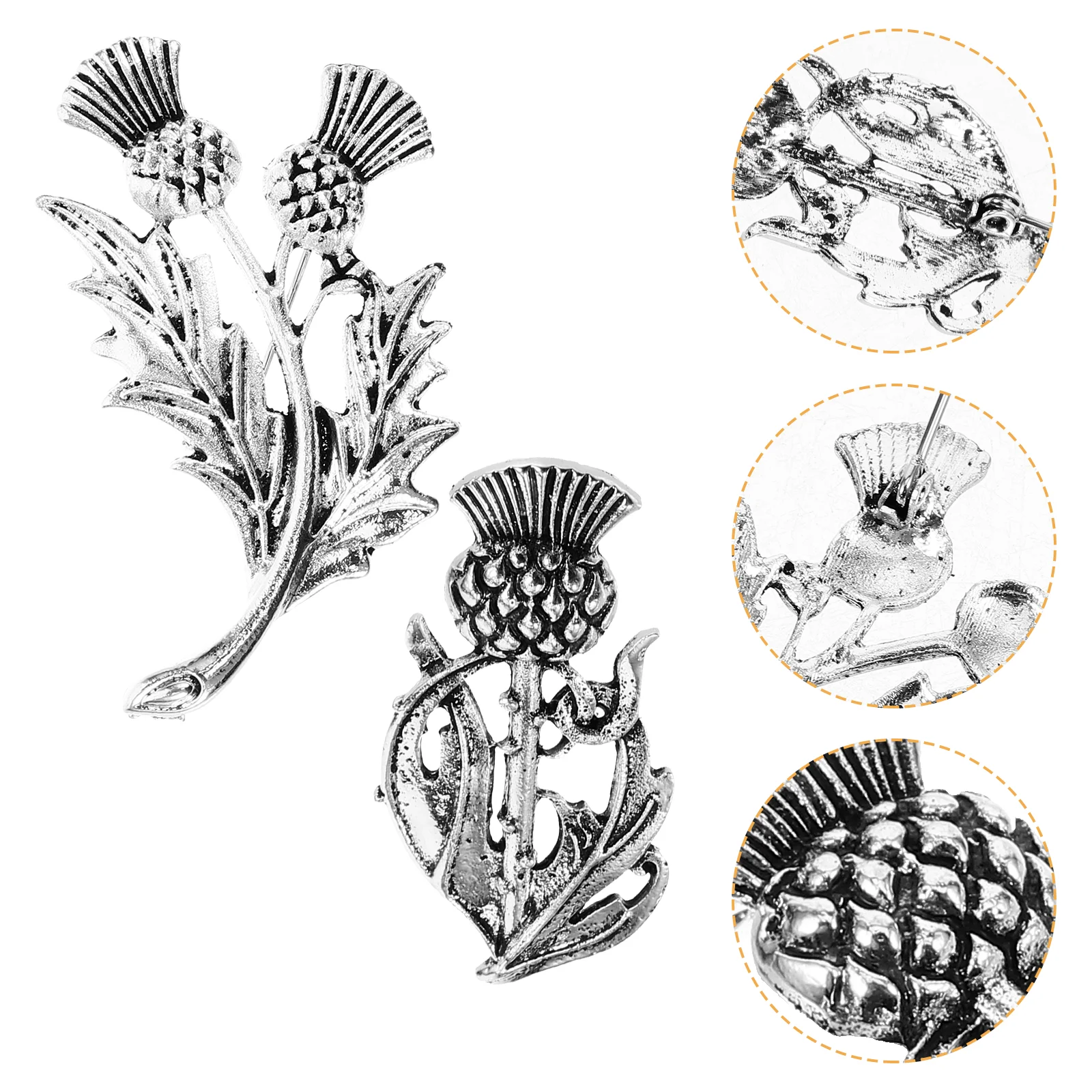 2 Pcs Thistle Brooch Brooches and Pins for Women Fashion Hats Artificial Vintage Alloy Bouquet