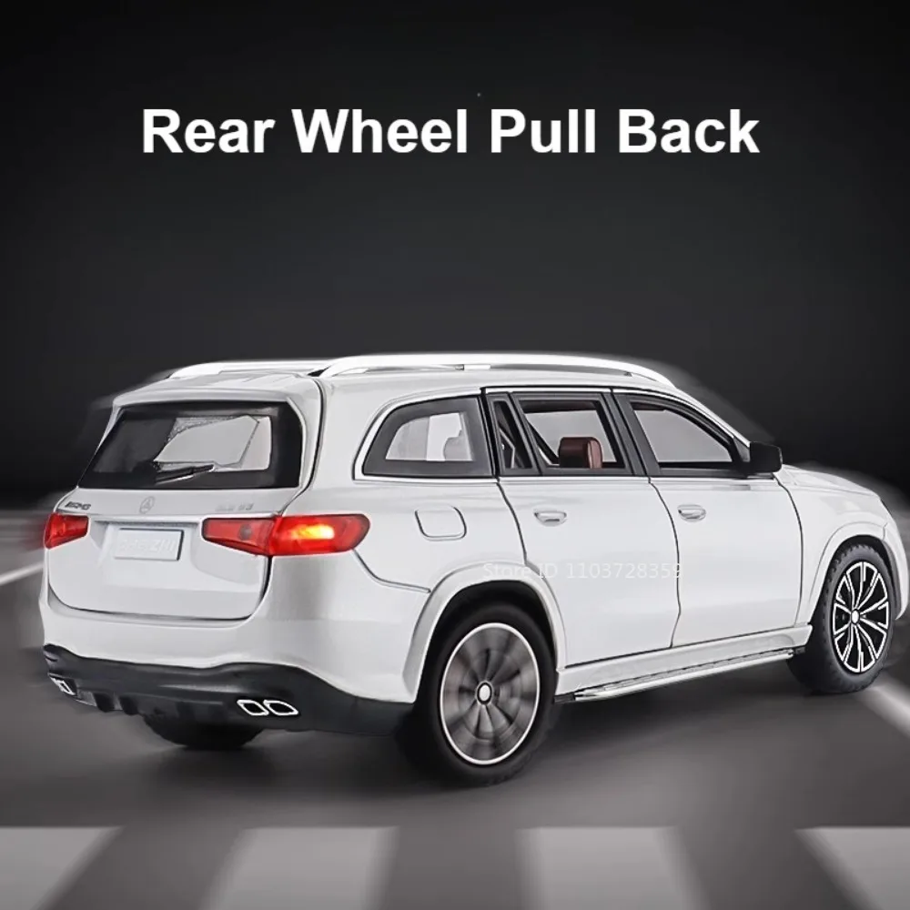 1:24 Scale GLS63 E300L Model Car Toys Alloy Diecast Sound Light Doors Opened Pull Back Simulation Vehicles for Kid Festival Gift