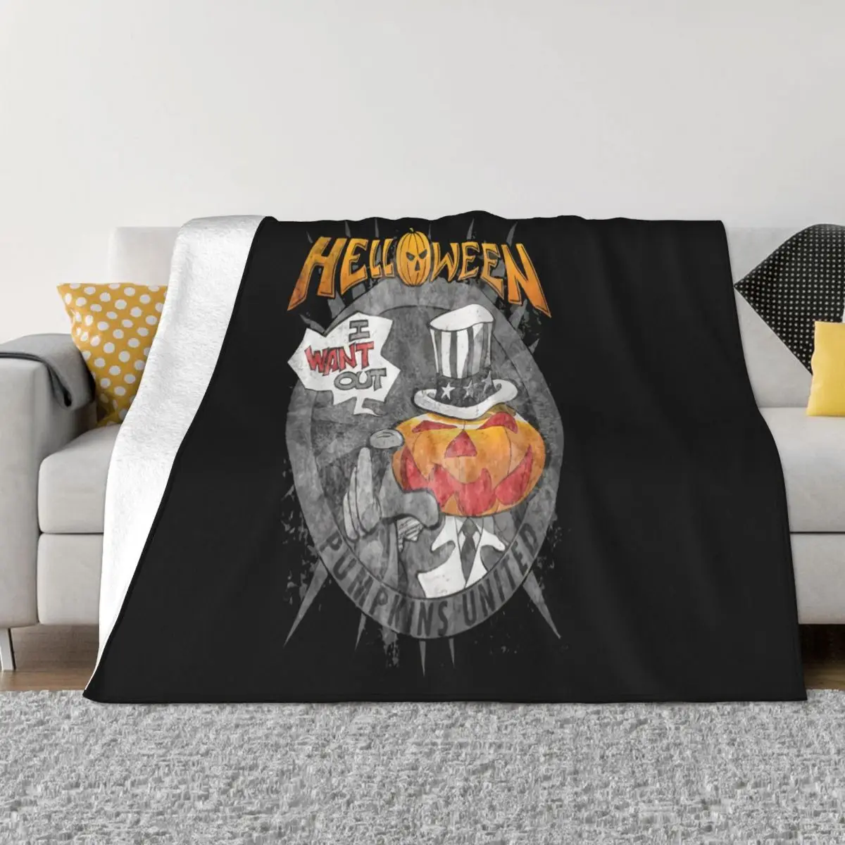 Helloween I Want Out Tour Pumpkin Power Metal Music Band Hel10126784 Woman On Sale Promotion Novelty Throw Blanket