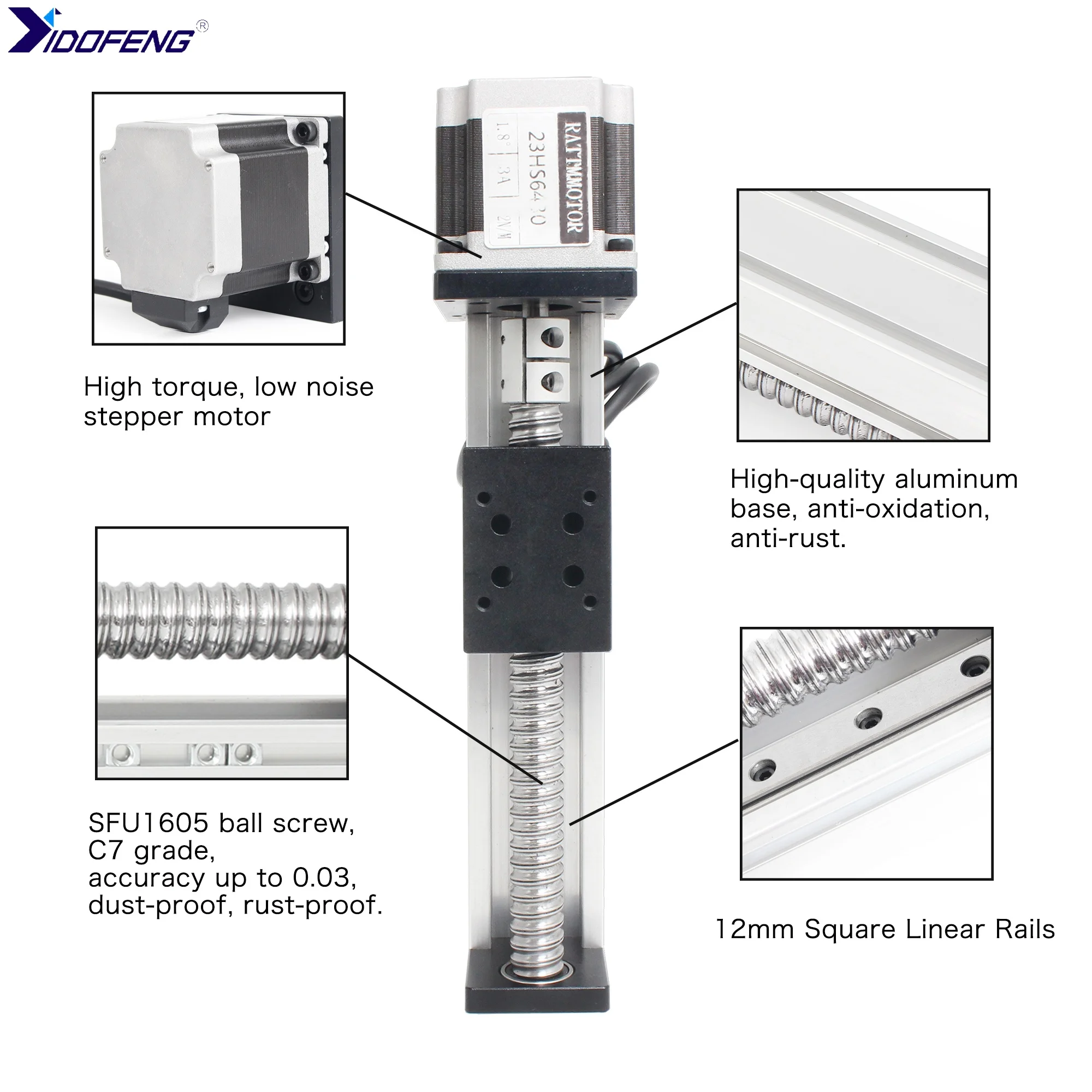 

CBX1605 CNC Z axis Linear Guide Stage Rail Motion Slide 100/200/300/400/500mm Table SFU1605 Ballscrew Linear Actuator&Nema23