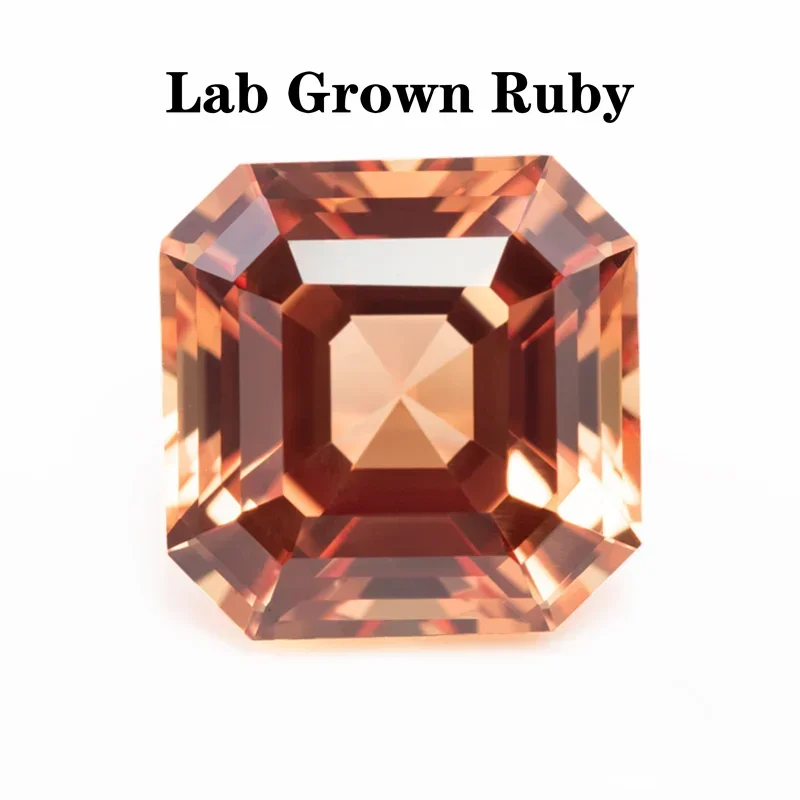 

Lab Grown Sapphire Orange Color Asscher Cut VVS1 DIY Advanced Jewelry Rings Earrings Making Charms Gemstone with Certificate