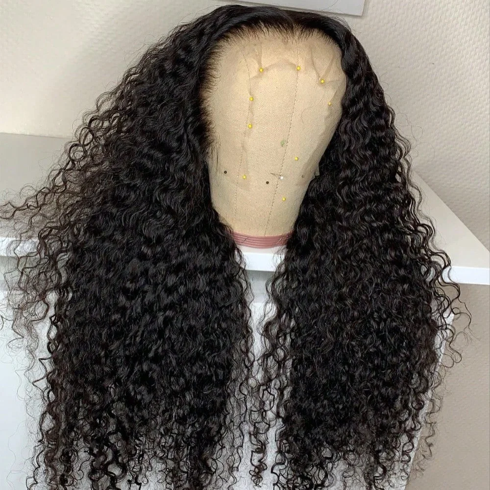 42 Zoll 13x4 Kinky Curly Echthaarperücke, 250% Dichte, Wet & Wavy Lace Front Perücke, Echthaar, vorgezupft, Jerry Curly Perücke