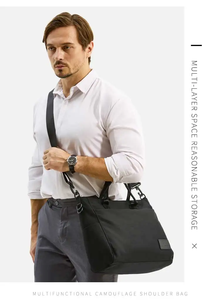 Japanese Style Nylon Crossbody Bag, Black, Casual Men's Office