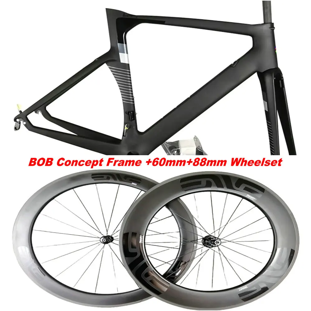 IN STOCK Rim Brake Aero Concept Road Carbon Frame BOB Bicycle Frame +60mm 88mm Carbon Wheelset