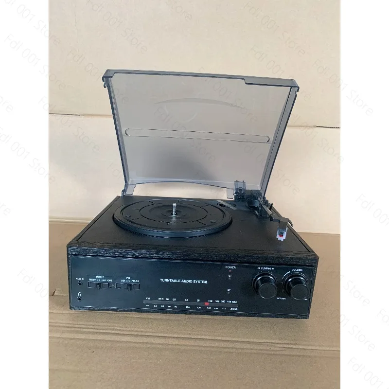 Vintage Multi-function Turntable Record Player, 3-Speed Phonograph with Built-in AM FM Radio, CD Player & Cassette Tape Deck