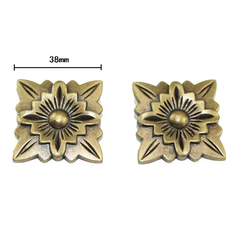 European Vintage Alloy Flower Wraps Cabochon Ancient Bronze Modern Square Embellishments Scrapbooking For DIY,38mm,10Pcs