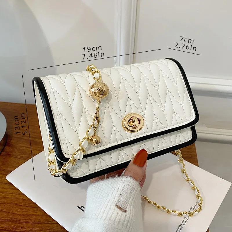 New Fashion Women\'s Shoulder Bag Simple Chain Texture Small Square Bag Light Luxury Party Crossbody Bag Purses and Handbags