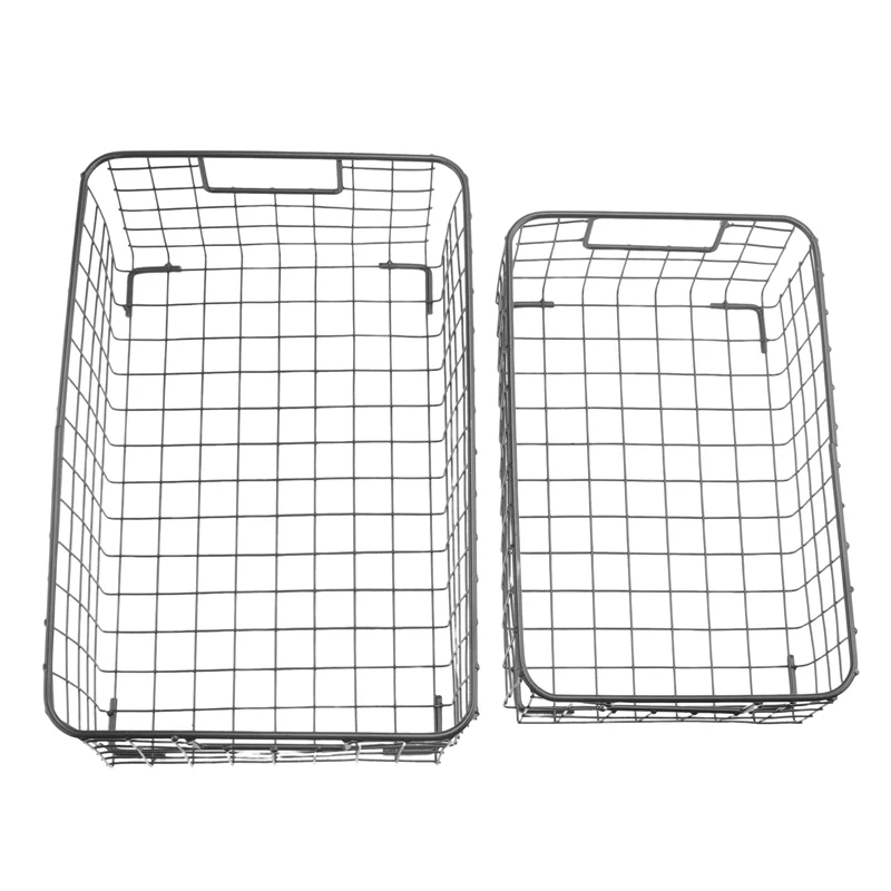 

2Pcs Wire Storage Baskets With Handles, Metal Organizer Basket Bins For Home, Office, Nursery, Laundry Shelves Organizer-A57X