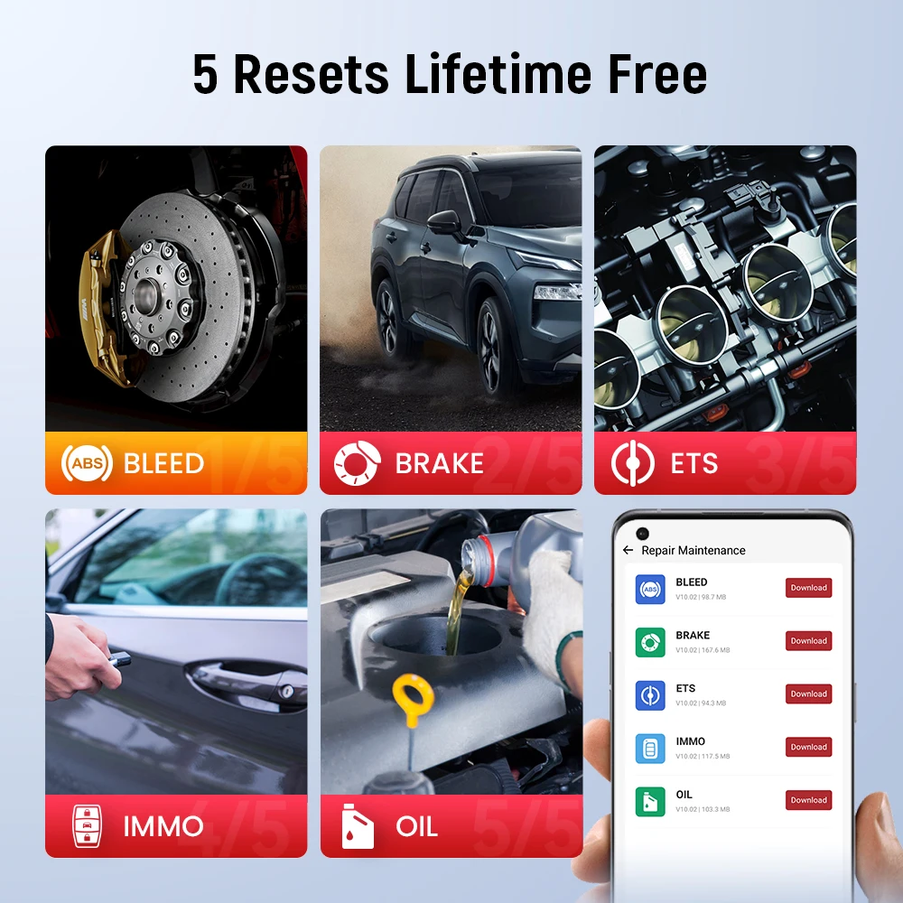 THINKCAR BD6 Bluetooth Auto OBD2 Scanner Full System 5 RESET ETS OIL Lifetime Free Update Car Diagnostic Tool Use THINKDIAG APP