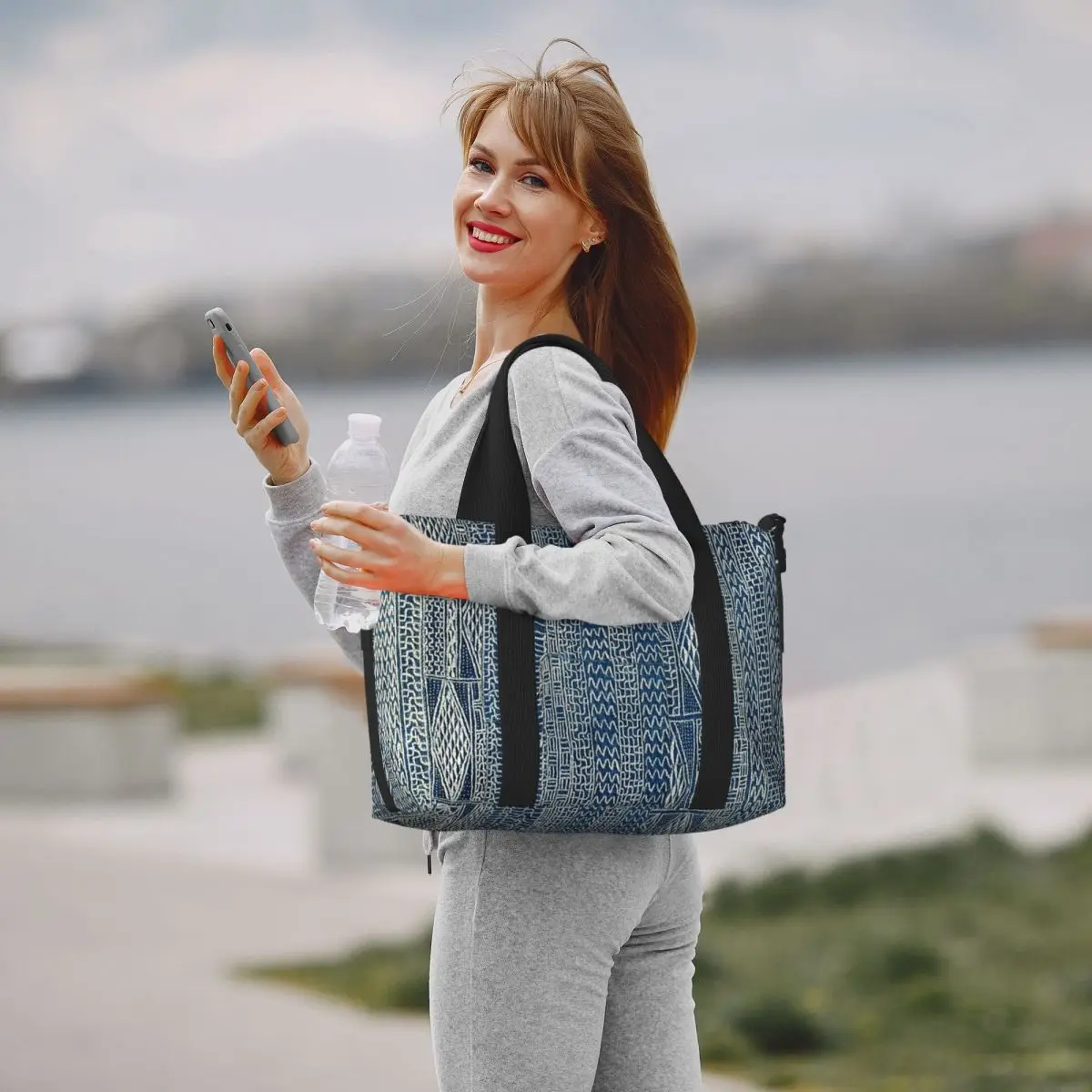 Ndop Cameroon West African Textile Beach Travel Bag Large Capacity Tote Bags for Gym Yoga Women Shopping Duffle Shoulder Bag