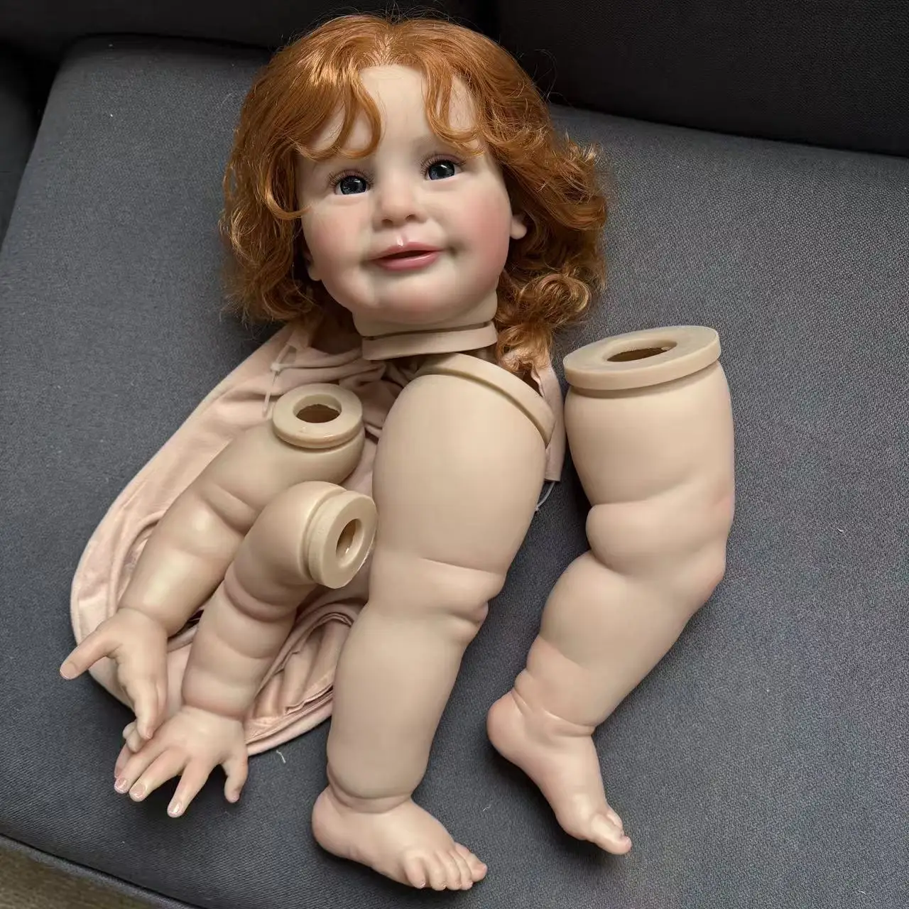 Reborn Doll Kit Zoe 25inch Handmade Unassembled Multiple Layers Painting Lifelike Baby Parts With Visible Veins Hand-Root Hair image 3