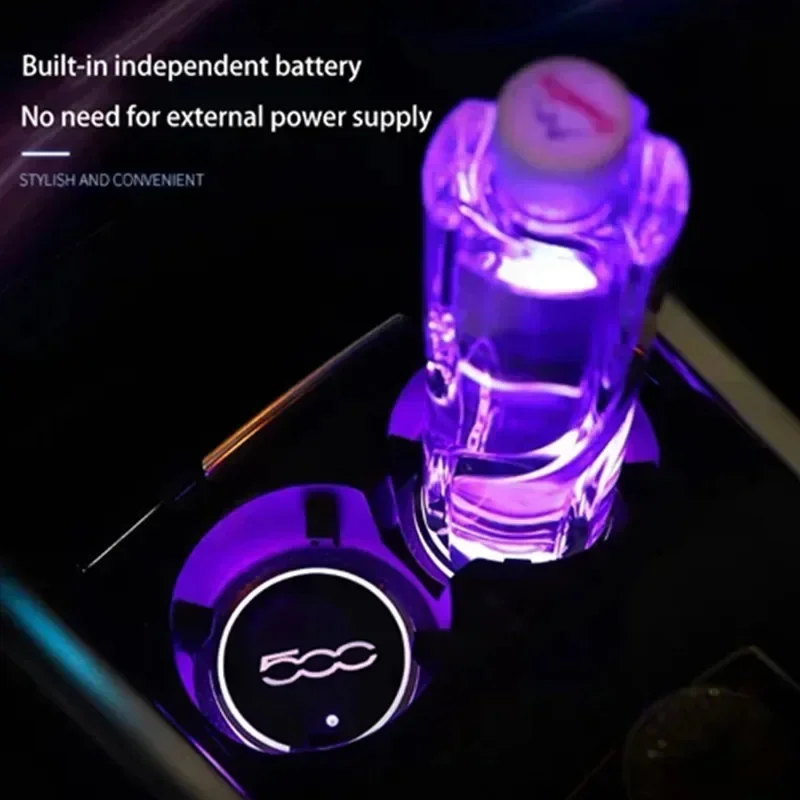 7 اللون LED حامل الكأس سيارة ضوء مضيئة كوستر كوب ماء الوسادة لشركة فيات 500 أبارث بونتو تيبو الباندا دوكاتو ستيلو فيورينو برافو #6