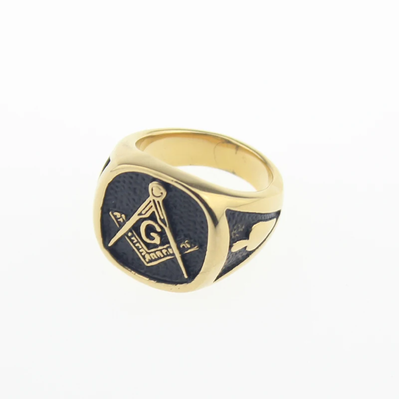 Free Mason Freemasonry 316L Stainless Steel Band Masonic Ring Gold Color