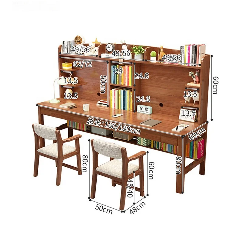 &Modern Light Luxury Rubber Wood Hot Sale Library Bedroom Furniture Lamp Children's Study Table and Chair for Training School