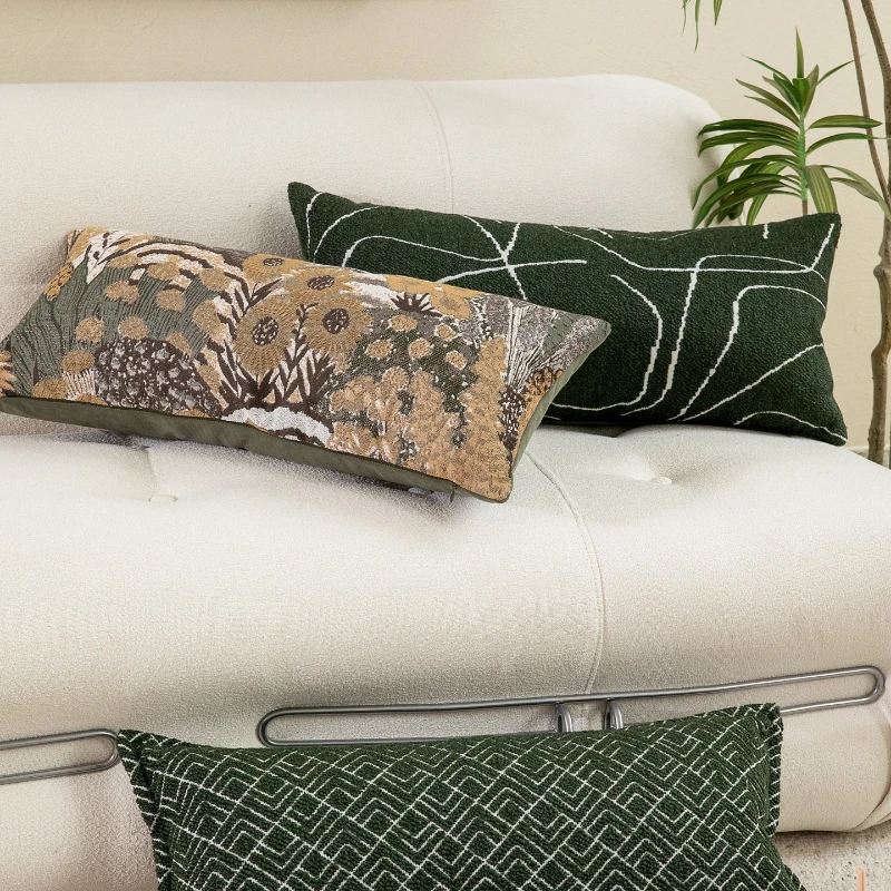 30X65CM Forest Long Strip Throw Pillow Cover Nordic Green Brown Stamping Waist Cushion Cover Decor Home Decorative Pillowcase
