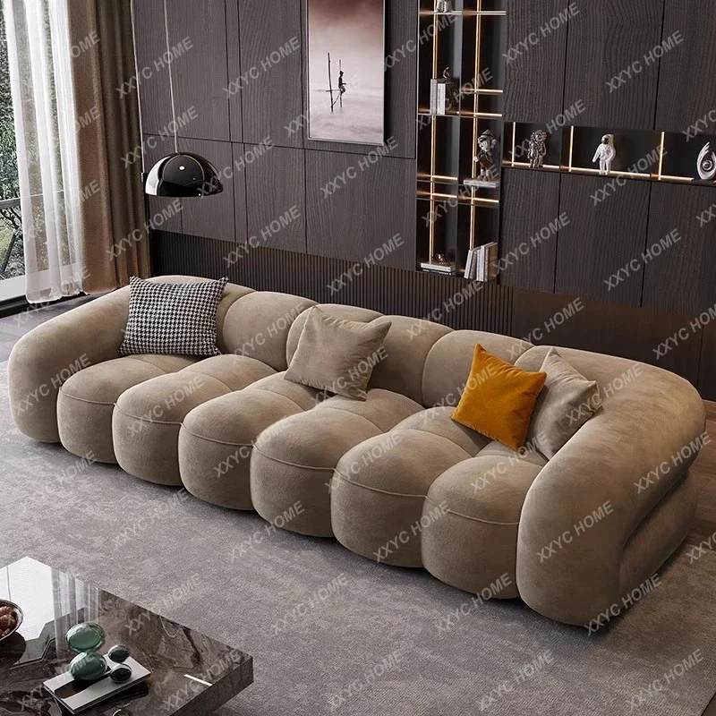 AAVintage Style Puff Simple Sofa Living Room Small Apartment Wash-Free Straight Fabric Sofa