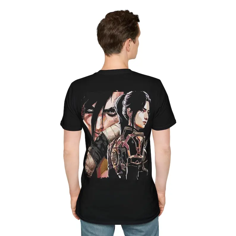 Unisex Gaming shirt Caitlyn and Vi BACKPRINT / Softstyle T-Shirt / Arcane Series /