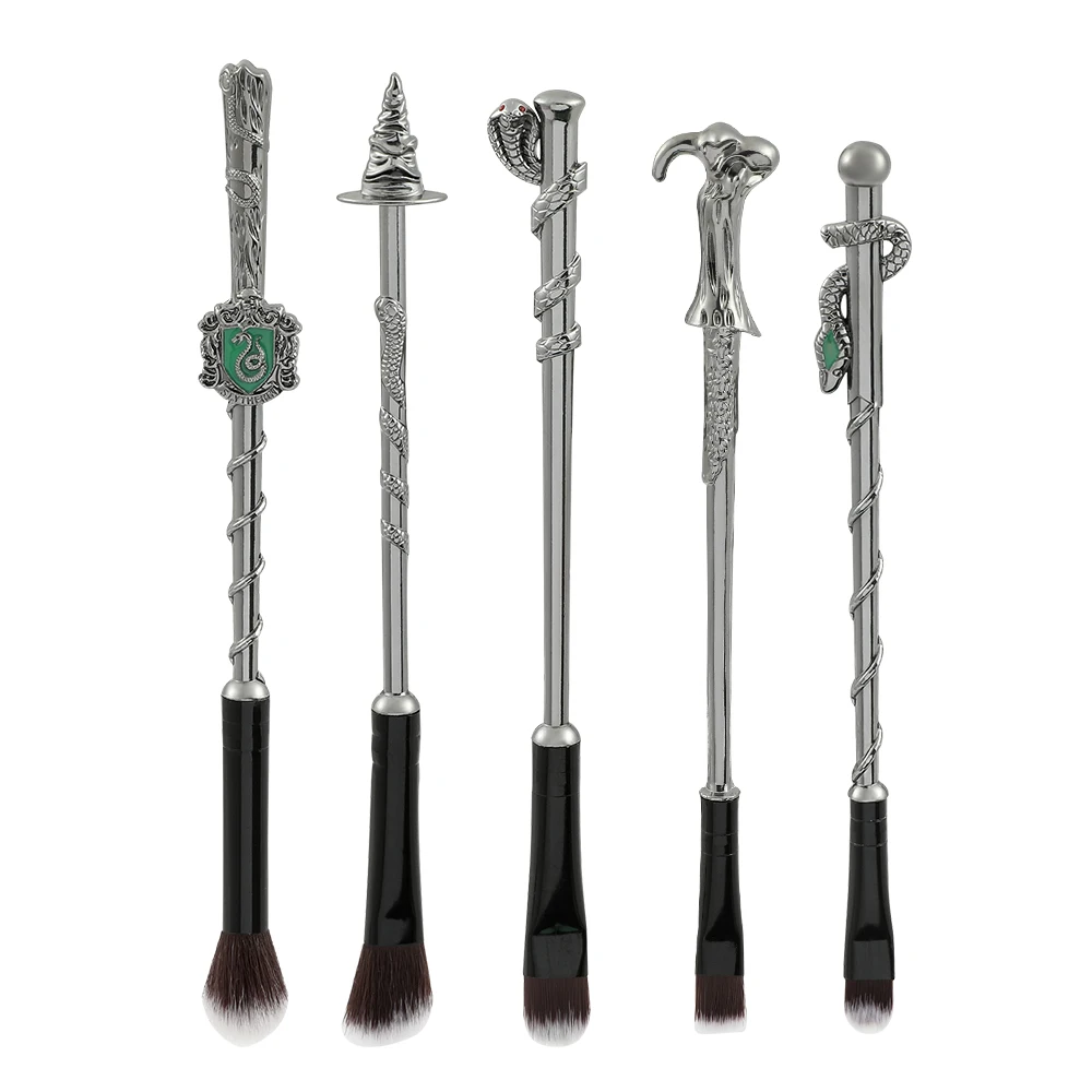 5pcs/set Snake Sorting Hat Wizard Wand Makeup Brushes Movie Makeup Brush Set for Women Girls Anime Makeup