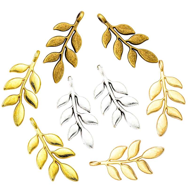 10Pcs Leaf Charms Metal Alloy Plant Pendants Willow Leaves Charm DIY Earrings Jewelry Making Accessories