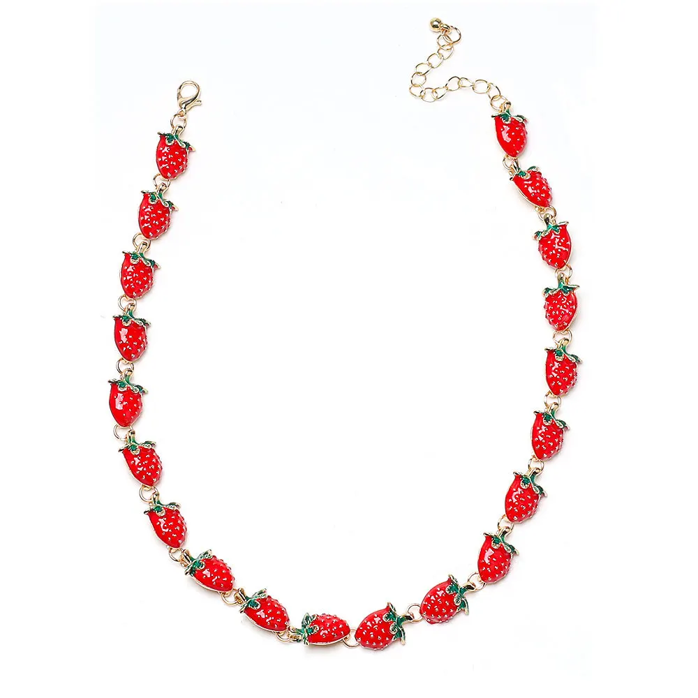 

Y2K креативное ожерелье с подвеской в виде клубники, женское колье-цепочка, богемное вечернее ювелирное изделие, воротник, романтические подарки