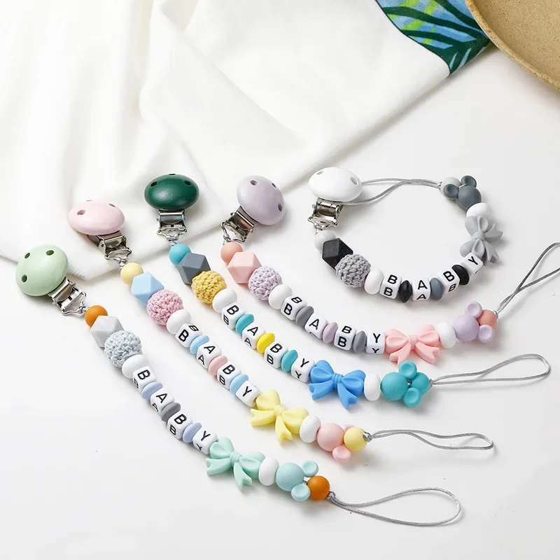 INS Baby Pacifier Clip Personalize Name Custom Dummy Nipple Holder Chains Infant Feeding Newborn Gift Teether Babies Accessories