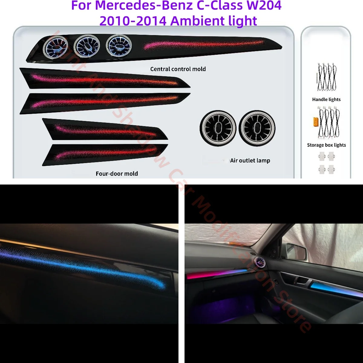 

Светодиодная атмосферная лампа, подходящая для Mercedes-Benz C-Class W204 2010-2014, модернизация автомобильного внутреннего освещения, автомобильные аксессуары, воздуховыпускное отверстие
