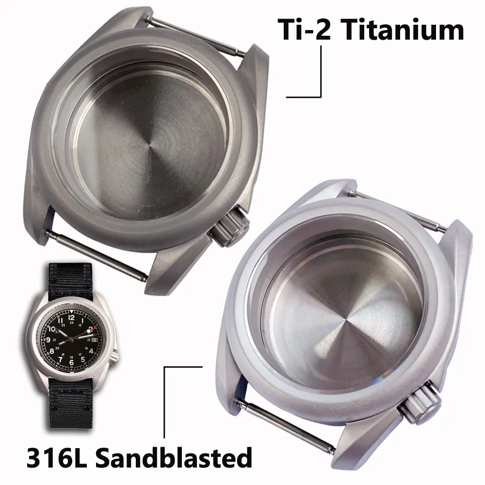 Ti-2 Titanium/316L Sandblast Field Watch Case dla NH35 NH36 NH38 NH70 NH72 ETA2824 PT5000 SW200 Anti-allergy 3.8 Crown Sapphire