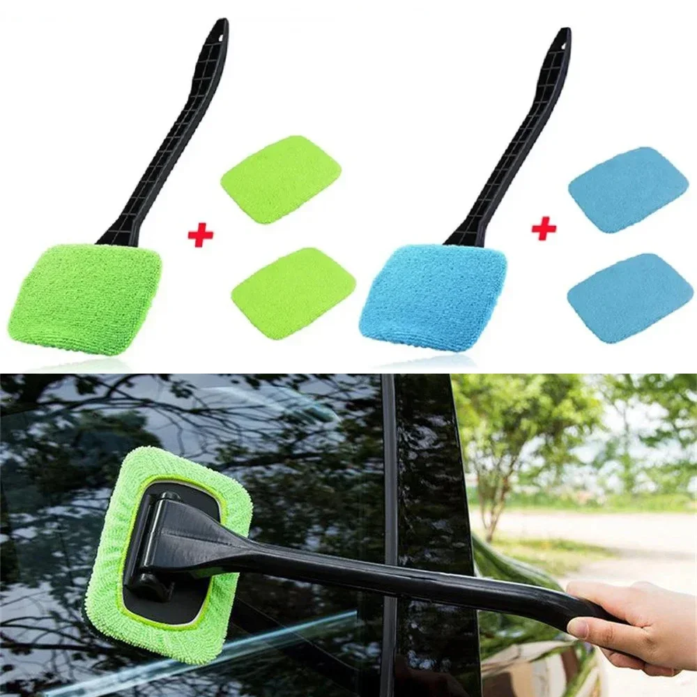 

Car Window Cleaner Brush Kit Windshield Wiper Microfiber Wiper Cleaning Washing Brush Auto Cleaning Wash Tool With Long Handle