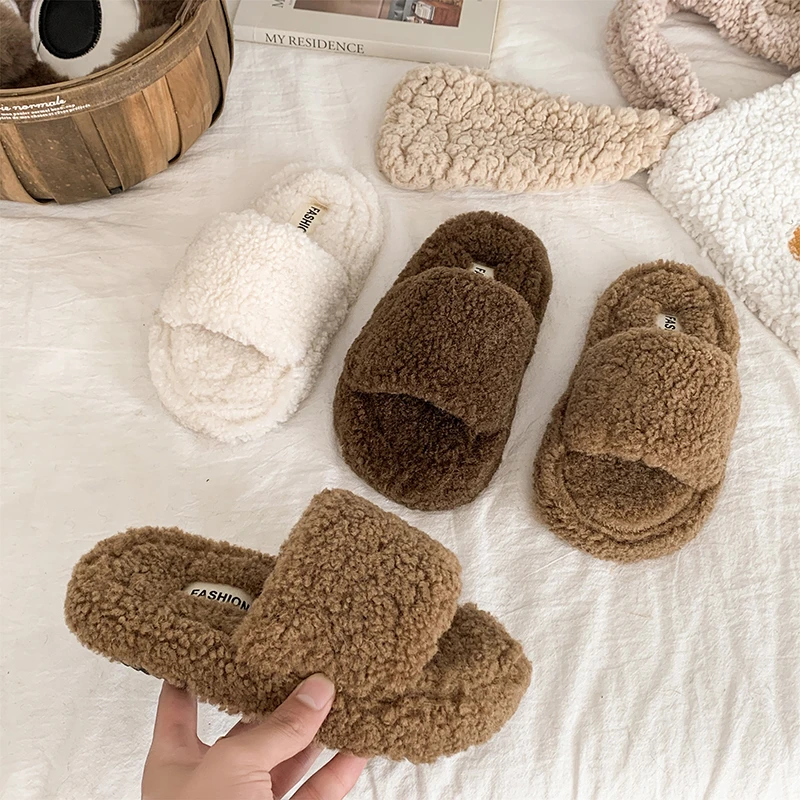 

Детские хлопковые тапочки для детей 3-18 лет, бежевые меховые туфли с открытым носком для мальчиков и девочек, мягкие нескользящие детские тапочки цвета хаки на четыре сезона