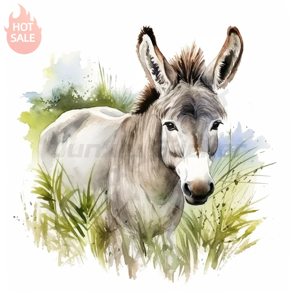 Watercolor Donkey Adorable Farm Creative PVC Decal For Car Bumper And Laptop Waterproof UV Protection Sticker Vehicle Decor