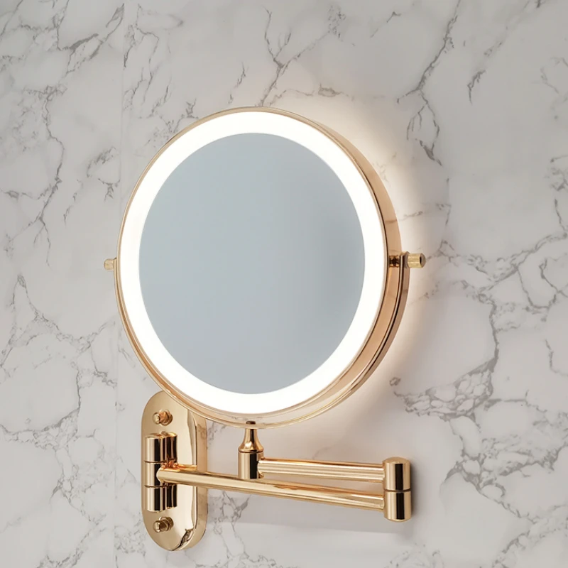 

Bathroom mirror hole free led folding telescopic vanity mirror