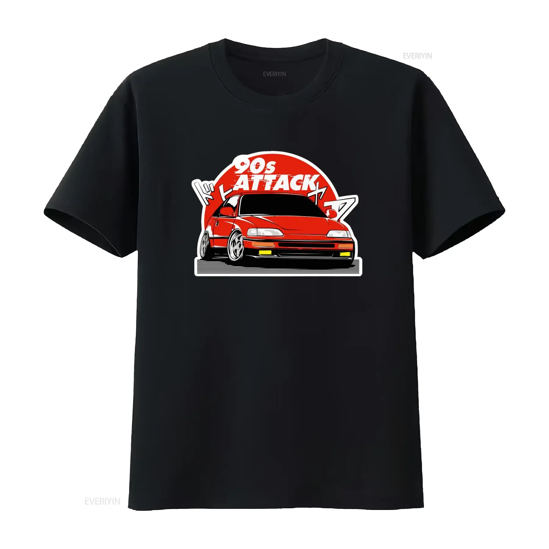 90s Attack New JDM CRX Men's T Shirt Retro Car Design S 3XL vintage Washed fashion homme Versatile Slightly Unisex Breathable