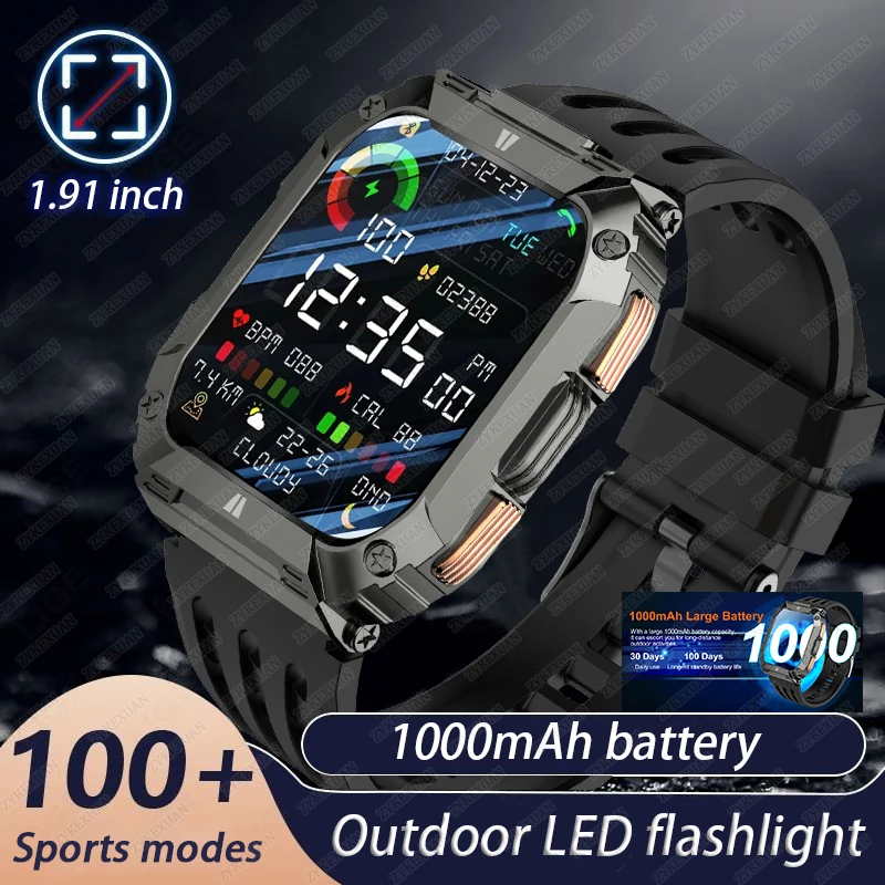 

Спорт на открытом воздухе Новые умные часы с аккумулятором 1000 мАч 1,95-дюймовый AMOLED-экран Мужские часы IP68 Водонепроницаемые Bluetooth-вызовы Спортивные умные часы