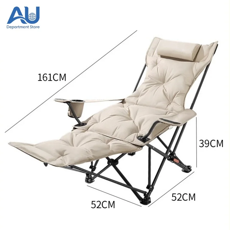 for Beach Camping Travel Fishing Folding Recliner Adjustable Backrest Portable Outdoor Chair Cotton Filled Seat