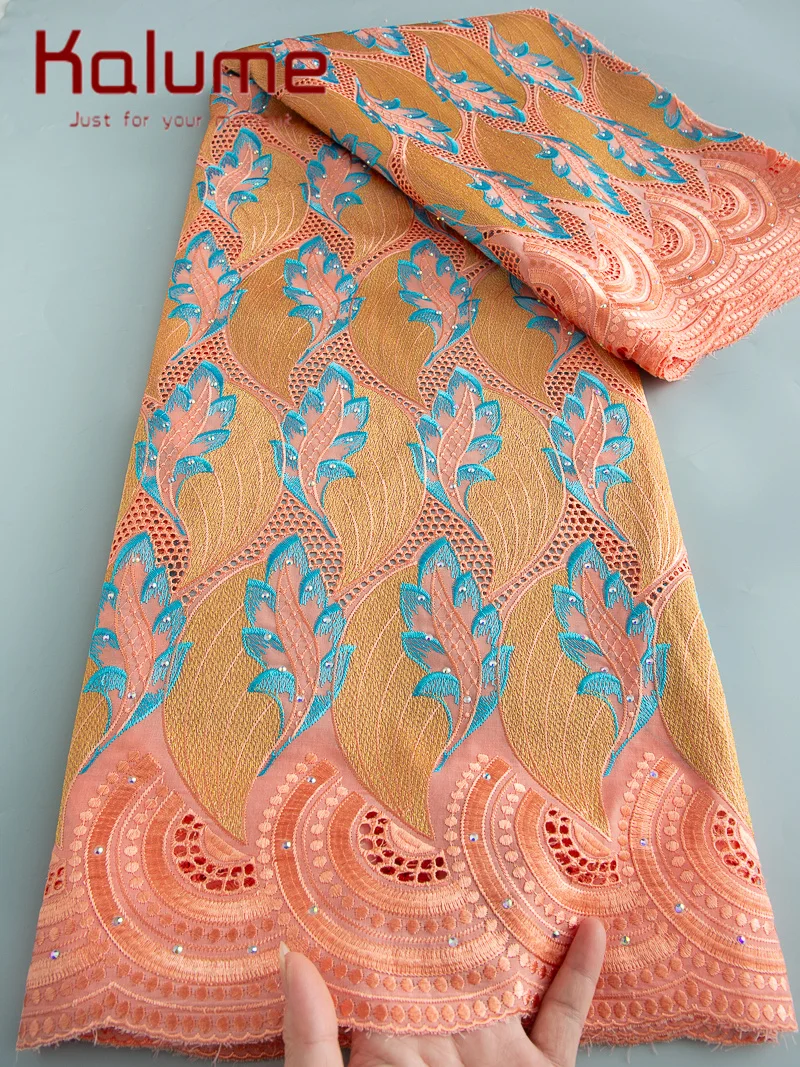 

Kalume 2025 High Quality Swiss Voile Lace Dry Beautiful Cotton African Lace Fabric Embroidery for Party Wedding Dress F4310