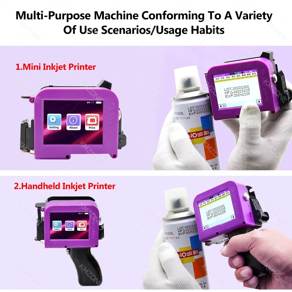 Imagem -03 - Impressora Jato de Tinta Portátil com Pistola Secagem Rápida Tinta Não Criptografada Código qr Data do Número do Lote Vários Idiomas 127 mm