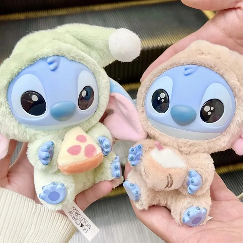 Disney stitch comer algo antes do sono série caixa cega brinquedos de pelúcia bonito boneca réplica caixa mistério saco pingente decoração presentes