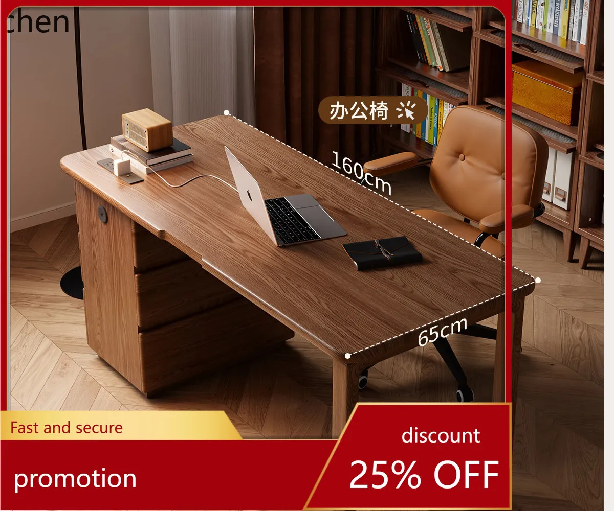 ZML solid wood desk with drawers, study desk for bedroom, home computer desk, writing desk