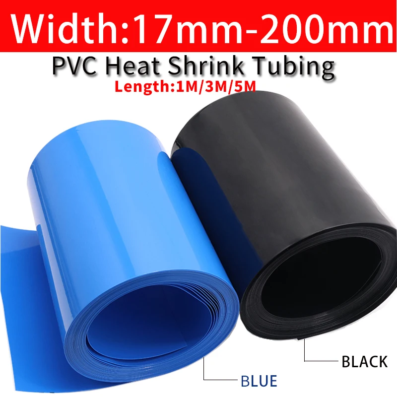 Paquete de Tubo termorretráctil de PVC, funda de Cable de caja de litio, envoltura de película aislada, diámetro de 16-200mm, ancho de 25mm ~