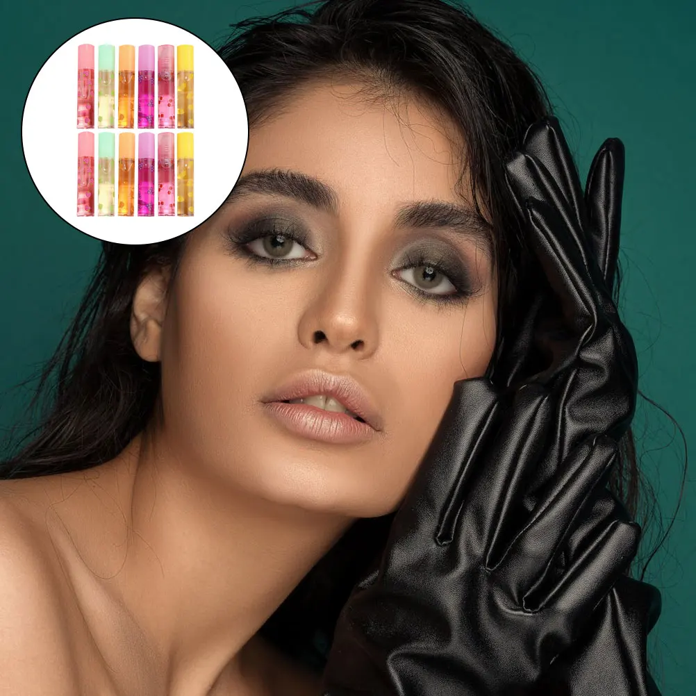 ลิปกลอสใส 12 ชิ้น รูปทรงผลไม้น่ารัก สูตรบำรุงริมฝีปากชุ่มชื้น อ่อนโยน ผลิตภัณฑ์ดูแลริมฝีปาก เหมาะเป็นของขวัญสำหรับผู้หญิงในฤดูหนาว