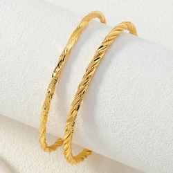 2-piece stacked thin ring gold 24K gold-plated twisted women's closed mouth bracelet