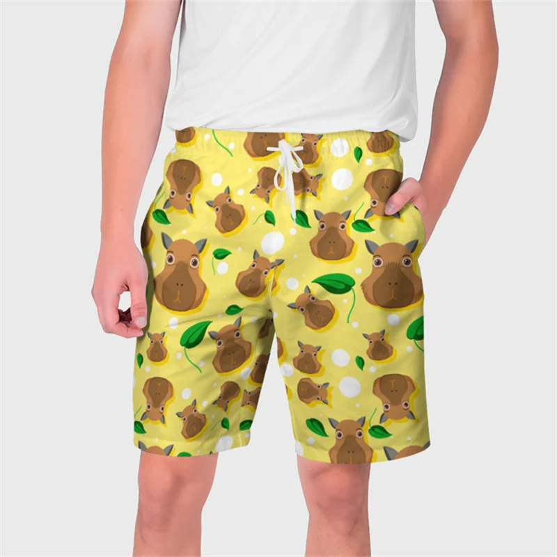 Fashion Cute 3D Printing Animals Capybara Beach Shorts Yellow Rubber Duck Graphic Board Shorts Kid Funny Swimming Trunks Clothes