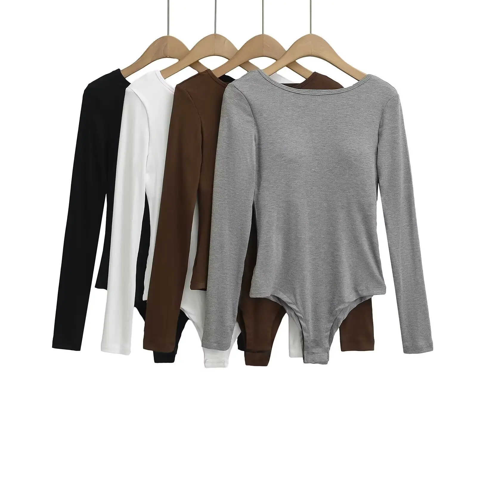 Czysta Pożądanie Czerwowowłosa Węzeł Balowy Seksowny Kombinezon z Wkładkami Modelującego Sylwetkę Słodko-Pikantny Influencer Internetowy Długi Rękaw Okrągły Dekolt